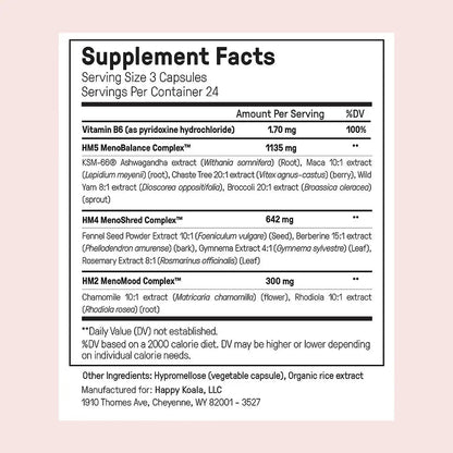 Happy Mammoth | Hormone Harmony Natural Hormonal Support for Women, Relief for Menopause, Perimenopause, Healthy Hormonal Balance, Hot Flashes | 72 Capsules.